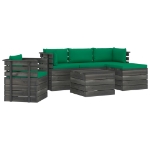 Set Divani da Giardino su Pallet 6 pz con Cuscini Massello Pino