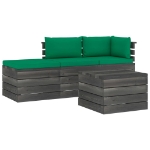 Set Divani da Giardino su Pallet 4 pz con Cuscini Massello Pino