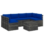 Set Divani da Giardino su Pallet 7 pz con Cuscini Massello Pino