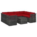 Set Divani da Giardino su Pallet 9 pz con Cuscini Massello Pino