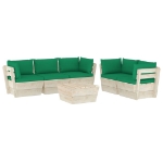 Set Divani da Giardino su Pallet 6 pz con Cuscini Legno Abete