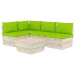 Set Divani da Giardino su Pallet 5 pz con Cuscini Legno Abete