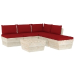 Set Divani da Giardino su Pallet 6 pz con Cuscini Legno Abete