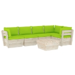 Set Divani da Giardino su Pallet 6 pz con Cuscini Legno Abete