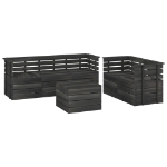 Set Divani da Giardino su Pallet 6 pz Legno Pino Grigio Scuro