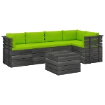 Set Divani da Giardino su Pallet 6 pz con Cuscini Massello Pino