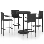 Set Bar da Giardino 5 pz in Polyrattan Nero