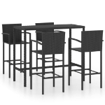 Set da Bar da Giardino 5 pz in Polyrattan Nero