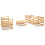 Set Divani da Giardino 6 pz in Legno Massello di Pino