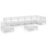 Set Salotto da Giardino 8 pz in Legno Massello di Pino Bianco