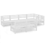 Set Salotto da Giardino 7 pz in Legno Massello di Pino Bianco