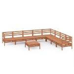 Set Salotto da Giardino 9 pz in Legno Massello di Pino Miele