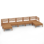 Set Salotto da Giardino 7 pz in Legno Massello di Pino Miele