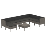 Set Divani da Giardino 9 pz con Cuscini in Polyrattan Grigio