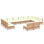 Set Divani da Giardino 12 pz con Cuscini Miele Legno di Pino