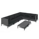 Set Divani da Giardino 7 pz con Cuscini Polyrattan Grigio Scuro