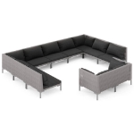 Divani da Giardino 11 pz con Cuscini in Polyrattan Grigio Scuro