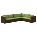 Set Divani da Giardino 6 pz con Cuscini in Polyrattan Marrone