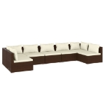 Set Divani da Giardino 7 pz con Cuscini in Polyrattan Marrone