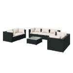 Set Divani da Giardino 8 pz con Cuscini in Polyrattan Nero