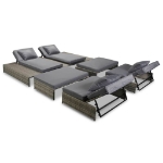 Set Divani da Giardino 5 pz con Cuscini in Polyrattan Grigio