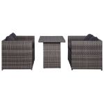 Set da Bistrot 3 pz con Cuscini in Polyrattan Grigio