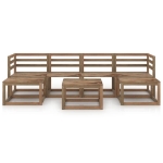 Set Salotto da Giardino 7pz in Legno di Pino Impregnato Marrone