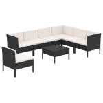 Set Divani da Giardino 8 pz con Cuscini in Polyrattan Nero