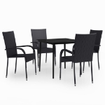 Set da Pranzo da Giardino 5 pz Nero