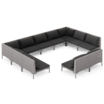 Divani da Giardino 11 pz con Cuscini in Polyrattan Grigio Scuro