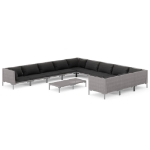 Divani da Giardino 12 pz con Cuscini in Polyrattan Grigio Scuro