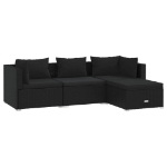 Set Divani da Giardino 4 pz con Cuscini in Polyrattan Nero