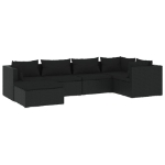 Set Divani da Giardino 6 pz con Cuscini in Polyrattan Nero