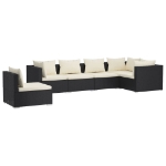 Set Divani da Giardino 6 pz con Cuscini in Polyrattan Nero