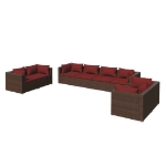 Set Divani da Giardino 8 pz con Cuscini in Polyrattan Marrone