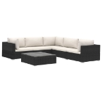 Set Divani da Giardino 6 pz con Cuscini in Polyrattan Nero