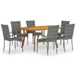 Set da Pranzo per Giardino 7 pz Grigio