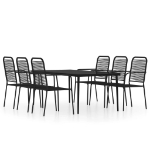 Set Mobili da Pranzo per Giardino 7 pz Nero