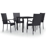 Set Mobili da Pranzo per Giardino 5 pz Nero