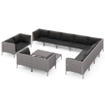 Set Divani da Giardino 13 pz Cuscini in Polyrattan Grigio Scuro