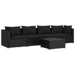 Set Divani da Giardino 5 pz con Cuscini in Polyrattan Nero