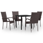 Set da Pranzo da Giardino 5 pz Marrone e Nero