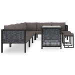 Set Divani da Giardino 9 pz con Cuscini in Polyrattan Antracite