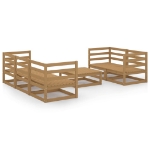 Set Divani da Giardino 6 pz Miele in Legno Massello di Pino