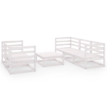 Set Divani da Giardino 6 pz Bianco in Legno Massello di Pino