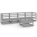 Set Divani da Giardino 5 pz Grigio in Legno Massello di Pino