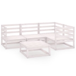 Set Divani da Giardino 5 pz Bianco in Legno Massello di Pino