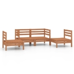 Set Divani da Giardino 4 pz Miele in Legno Massello di Pino