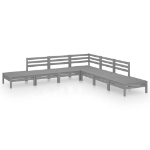 Set Salotto da Giardino 7 pz in Legno Massello di Pino Grigio