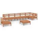 Set Salotto da Giardino 8 pz in Legno Massello di Pino Miele